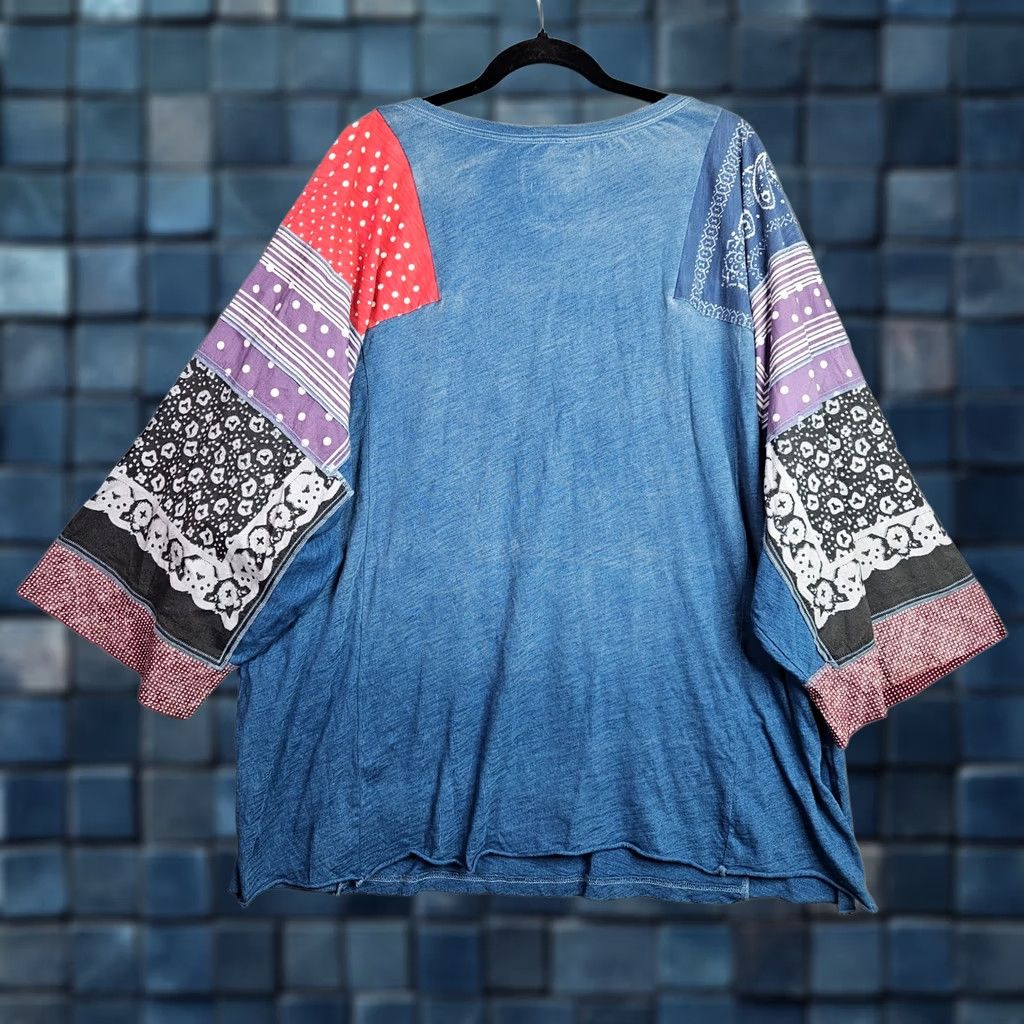 Vintage We The Free Women's V-neck Shibuya Patchwork Top 3/4 Sleeve Size L Size L / US 10 / IT 46 - 1 Thumbnail