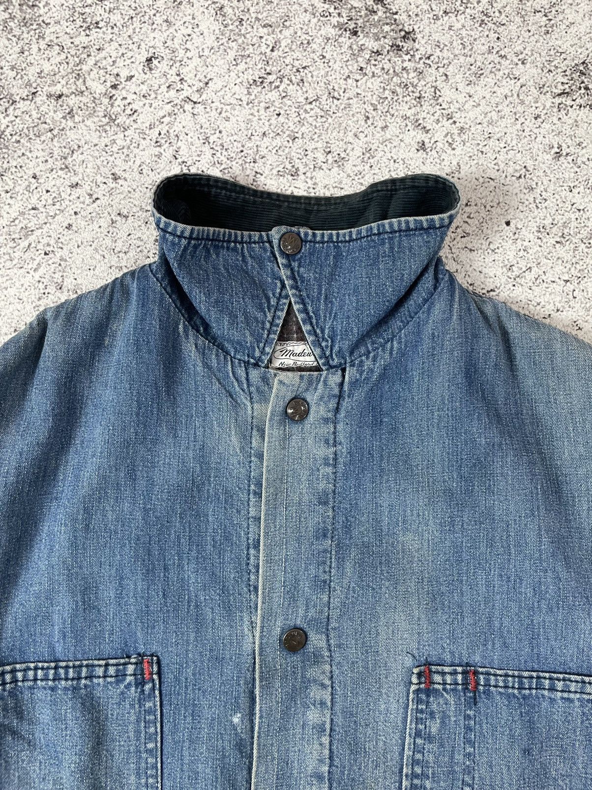 Vintage Vintage 60s Madewell Blanket Lined Denim Thrashed Chore Coat Size US L / EU 52-54 / 3 - 7 Thumbnail