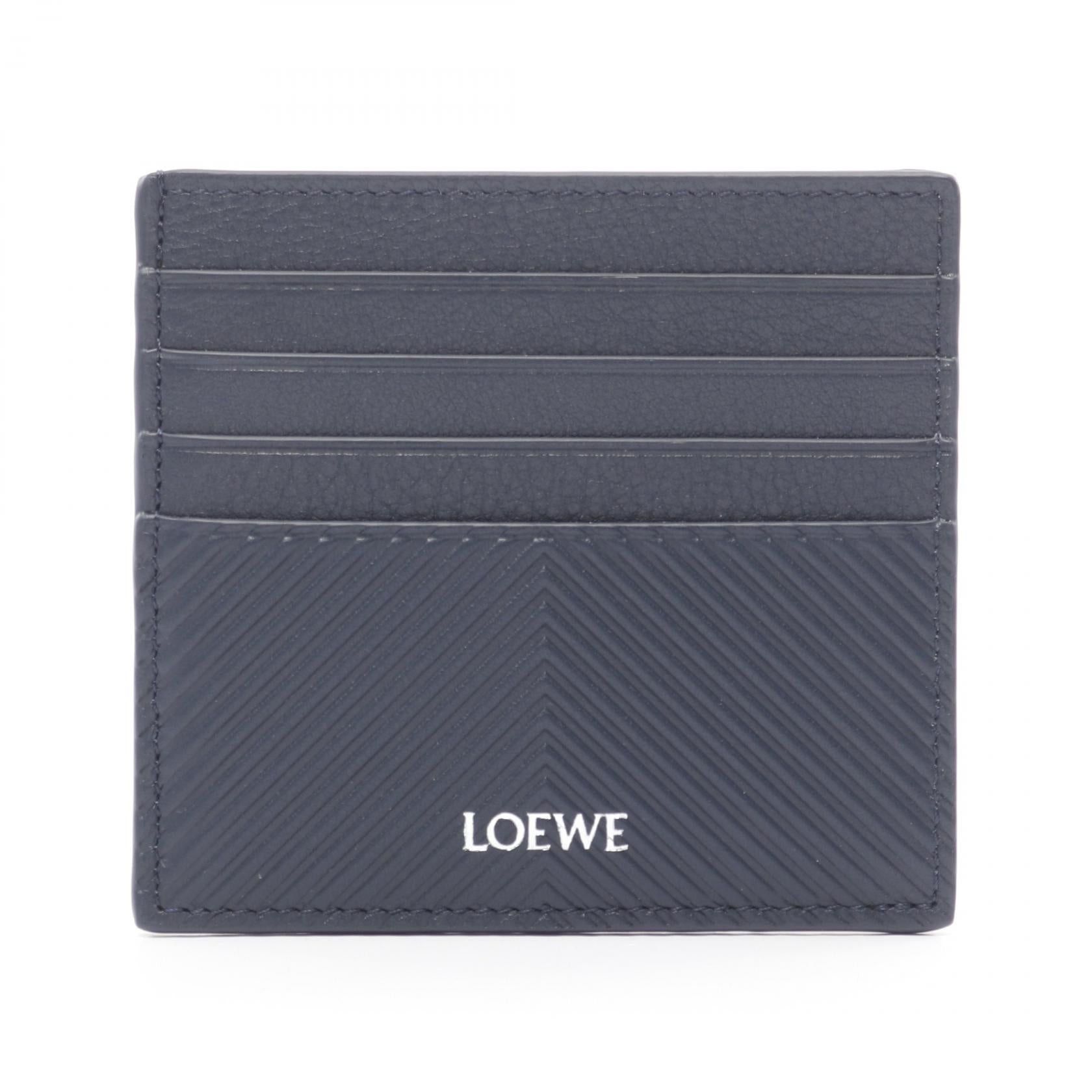 Loewe Open Card Holder Case Leather Dark Navy