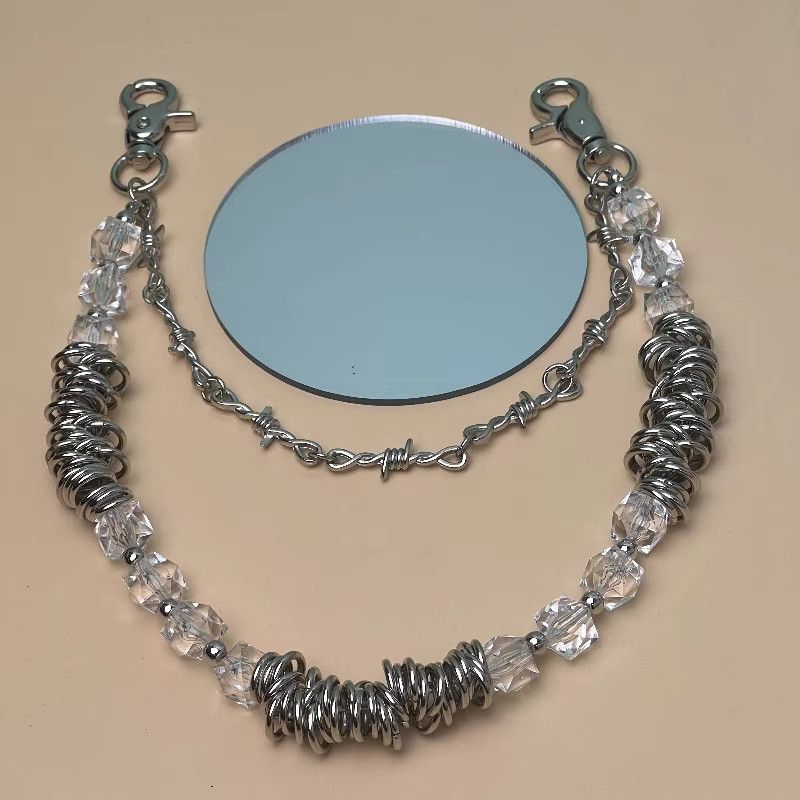 Jewelry Metal Pants Chain Waist Crystal Keychain Size ONE SIZE - 4 Thumbnail
