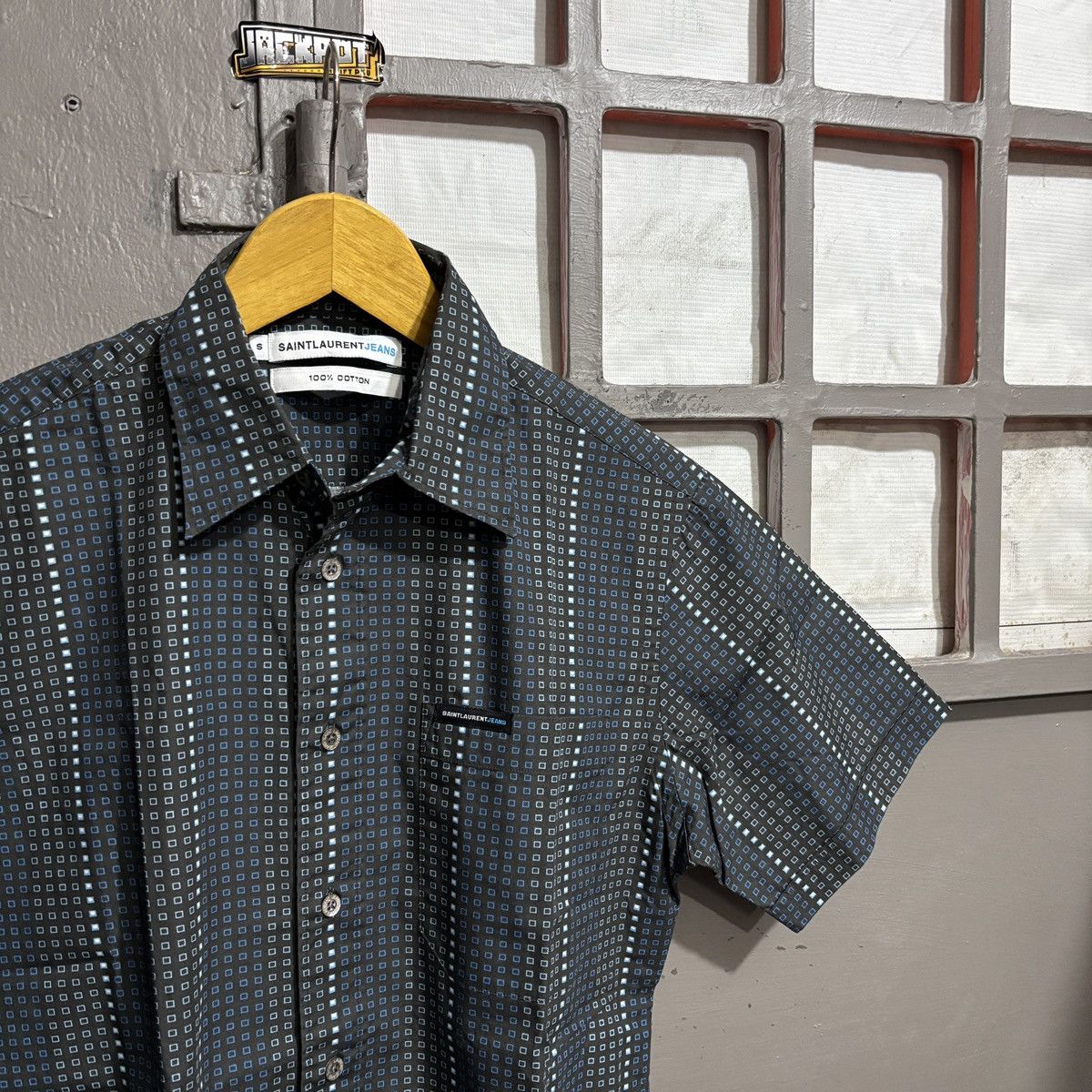 Yves Saint Laurent Saint Laurent Jeans YSL vtg mens Blue Plaid Short Sleeve Size US S / EU 44-46 / 1 - 2 Thumbnail