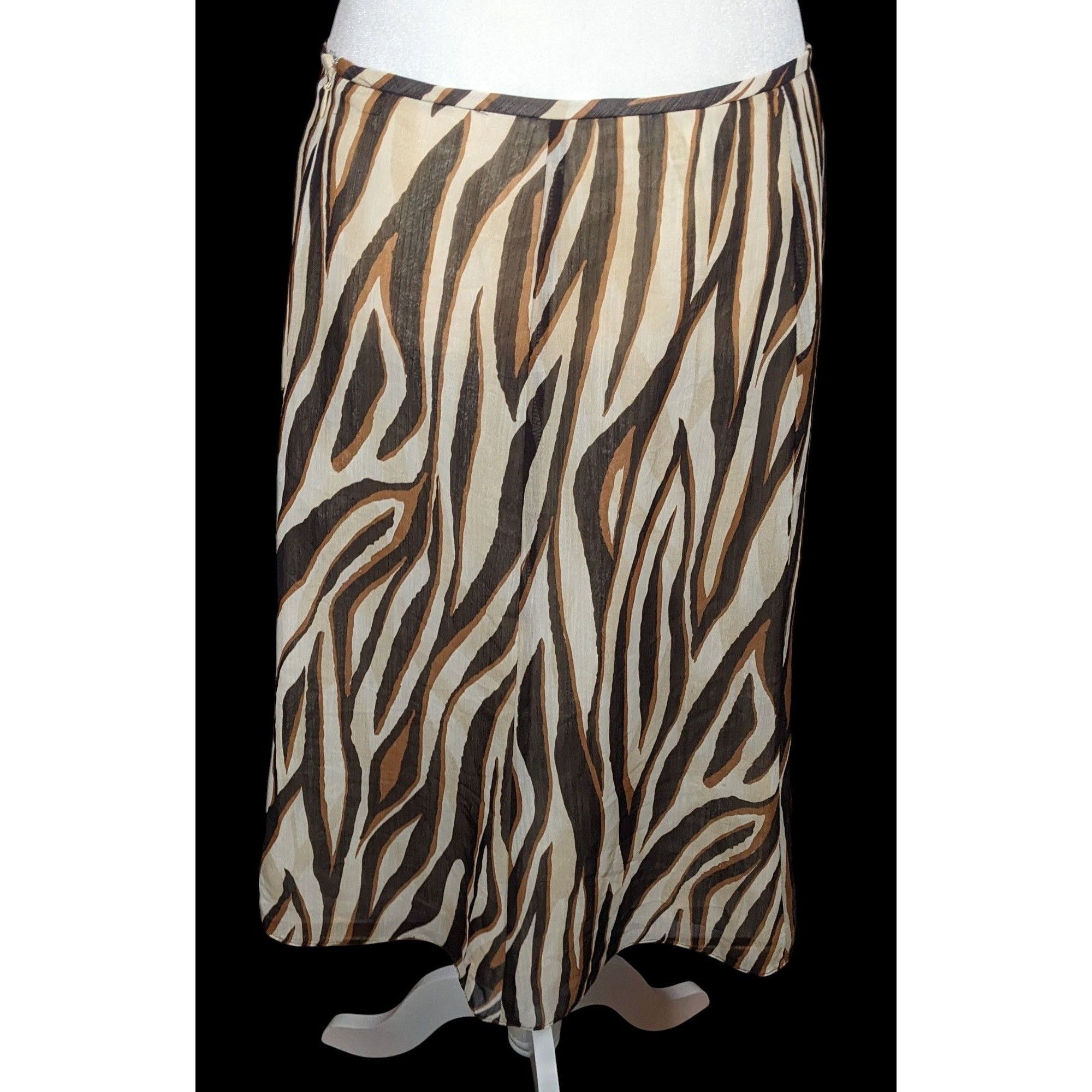 Other Vintage Le Suit Brown Zebra Stripe Midi Skirt Size 31" - 2 Thumbnail
