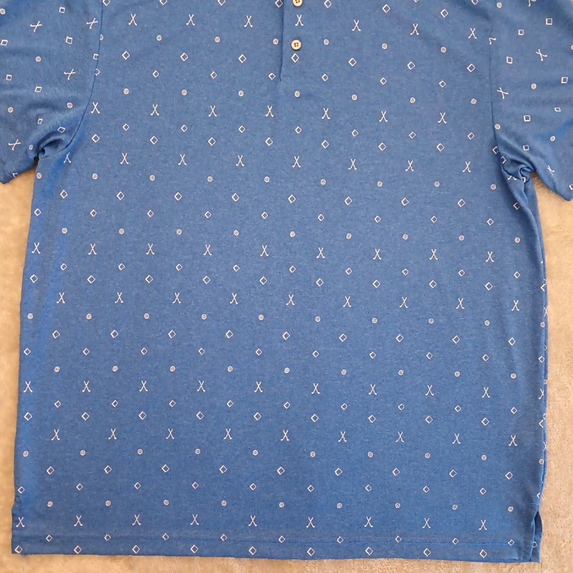 PGA Tour PGA Tour Polo Shirt Mens XXL Blue Geometric Short Sleeve Size US XXL / EU 58 / 5 - 4 Thumbnail