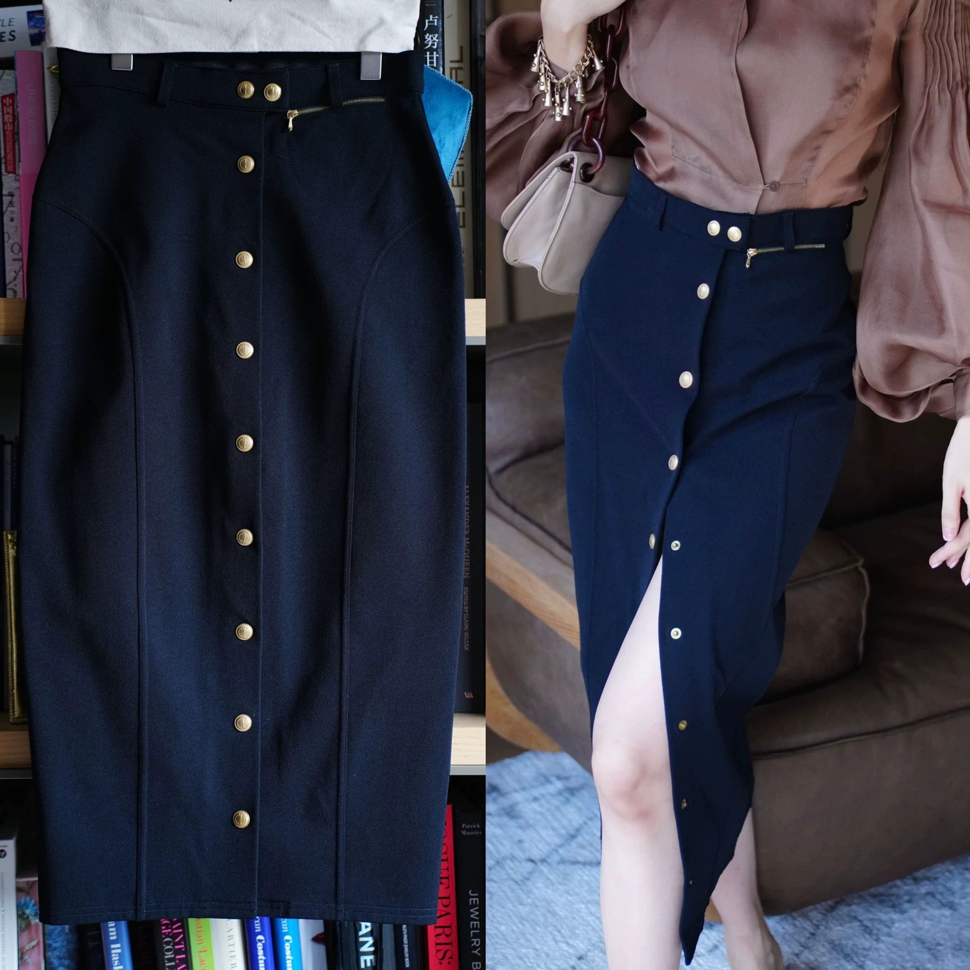 Gucci GUCCI Women's Black & Gold GG Metal Buckle 2-Way Skirt Size 28" / US 6 / IT 42 - 1 Thumbnail