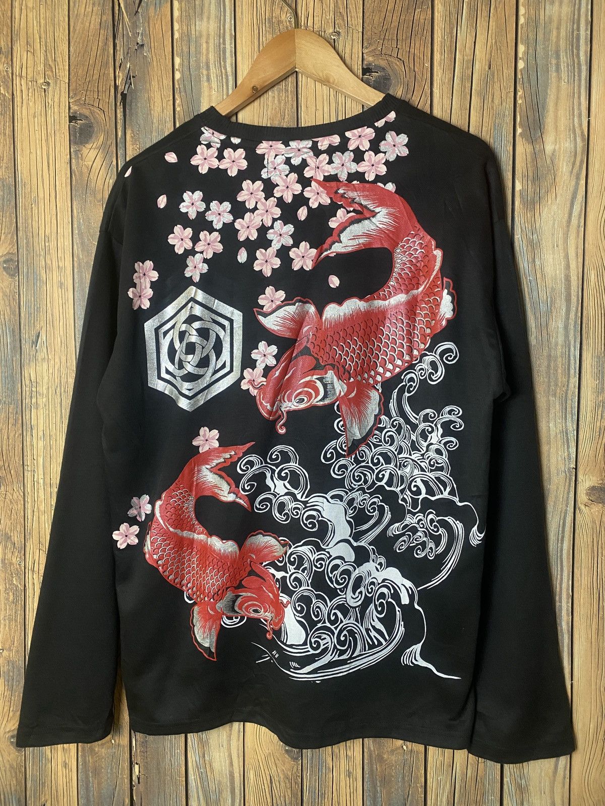 Vintage Sukajan fish koi over print long sleeve tshit Size US L / EU 52-54 / 3 - 2 Thumbnail