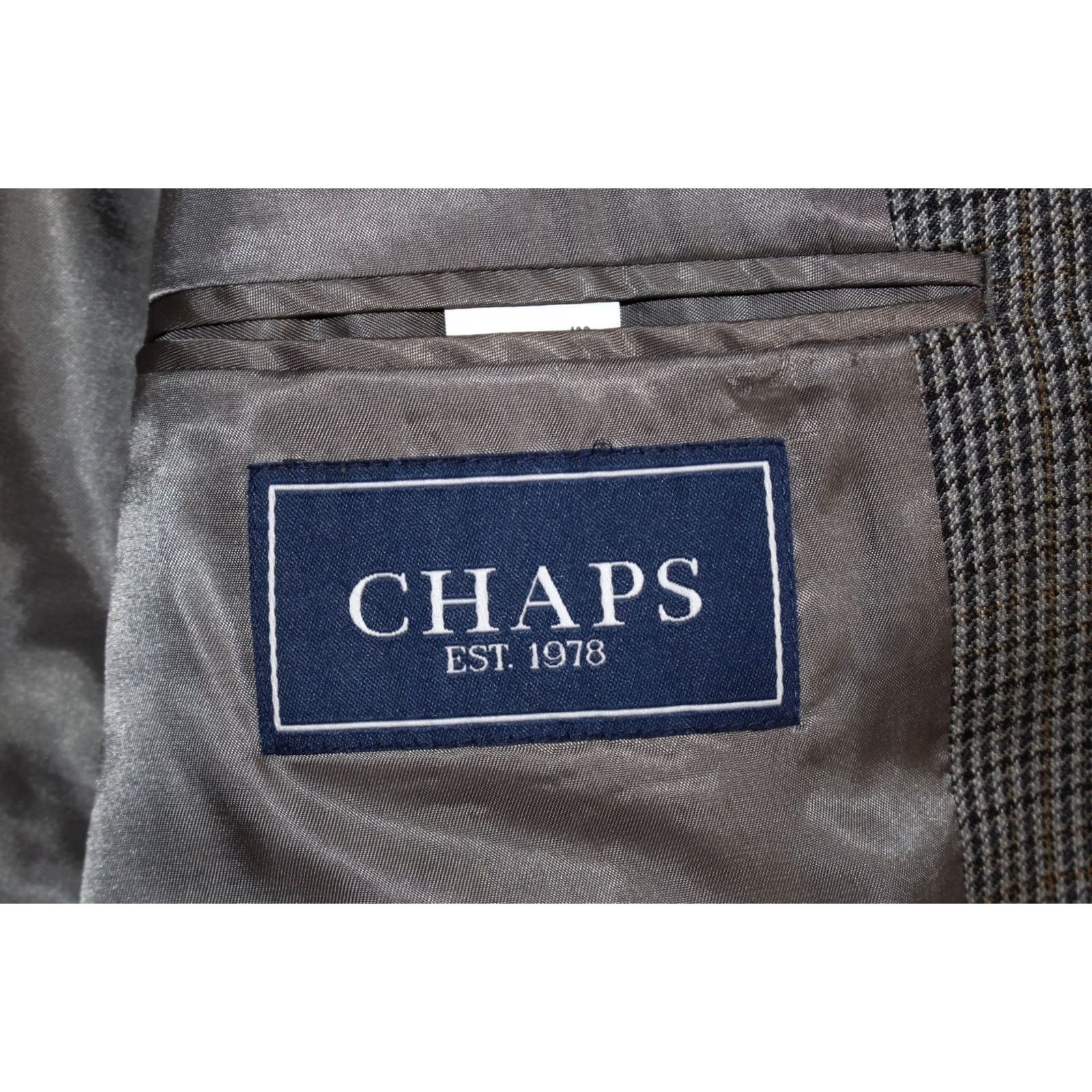 Chaps Chaps Ralph Lauren Blazer Mens 40 S Silk Wool Coat Jacket Houndstooth Plaid Gray Size 40R - 6 Thumbnail