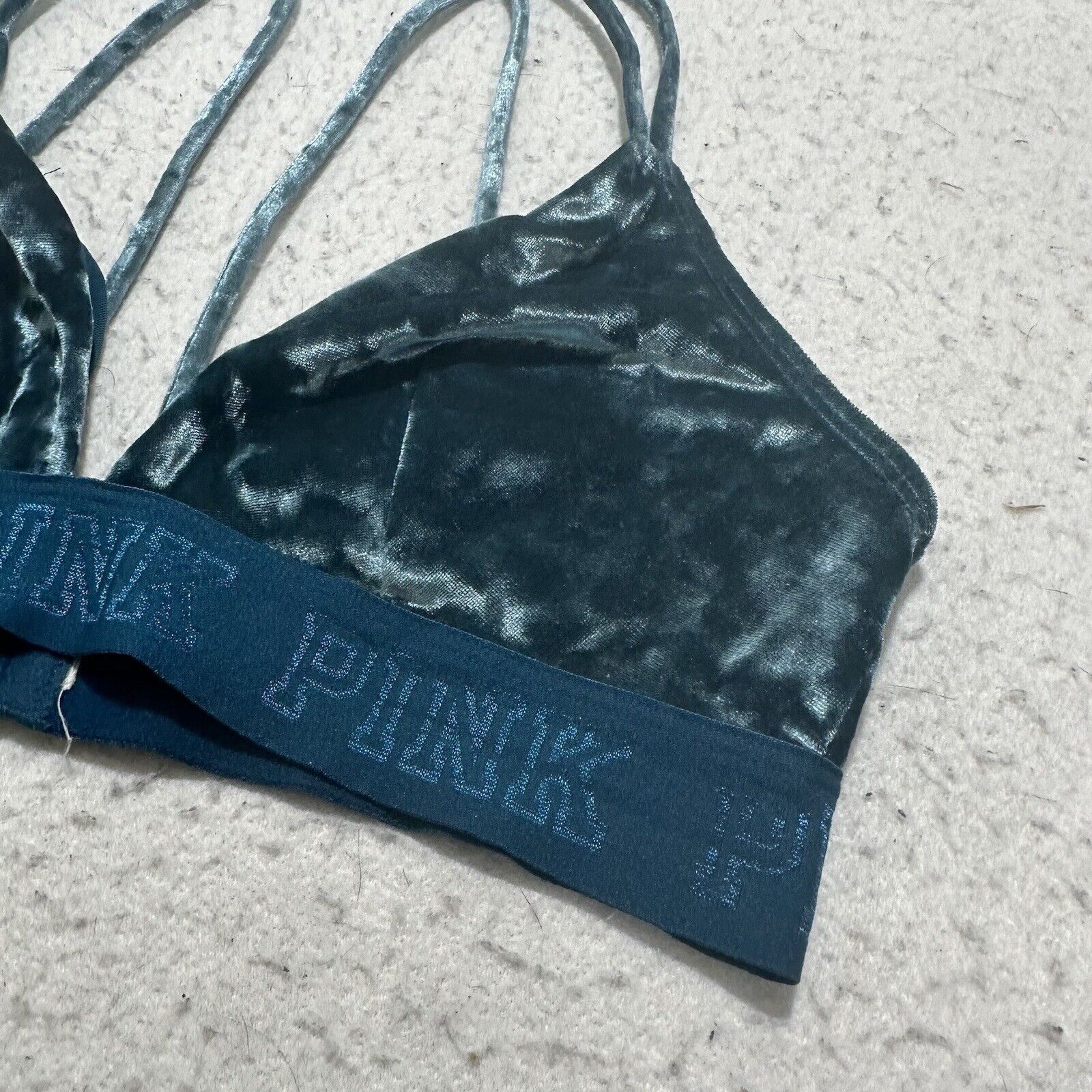 Victoria's Secret Victorias Secret Small Teal Blue Velvet Bralette Strappy Bra Size ONE SIZE - 2 Thumbnail