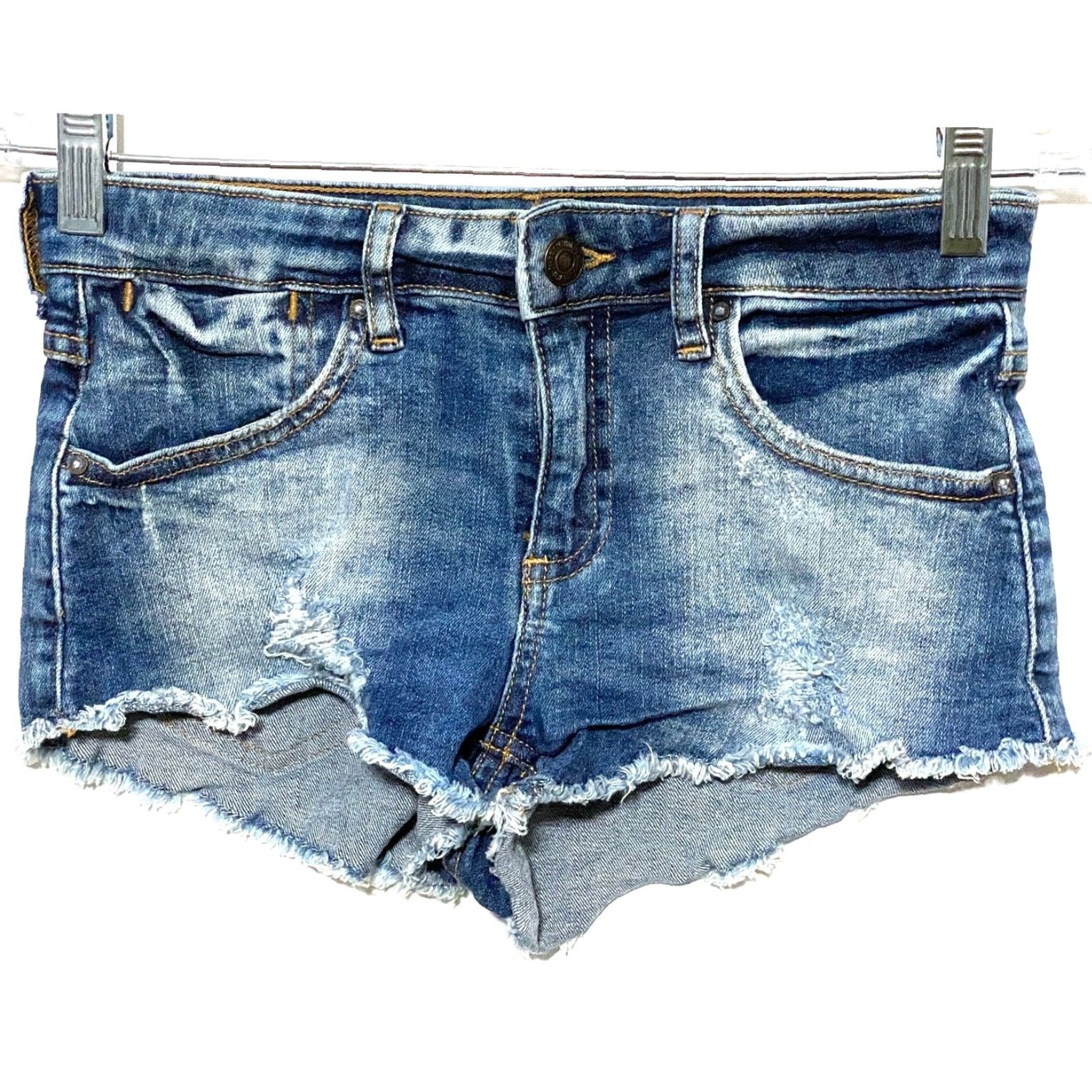 Forever 21 Forever 21 Shortie Frayed Raw Hem Jean Shorts Womens 25 Distressed Grunge Summer Jeans Shorts Womens 25 Blue Boys/Girls? Size 42" / US 20 - 2 Thumbnail