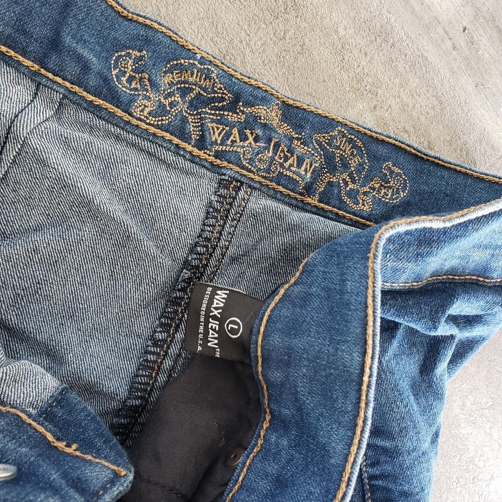 Designer Denim Button Detailed Wax Jean Mini Size 36" / US 14 / IT 50 - 3 Thumbnail