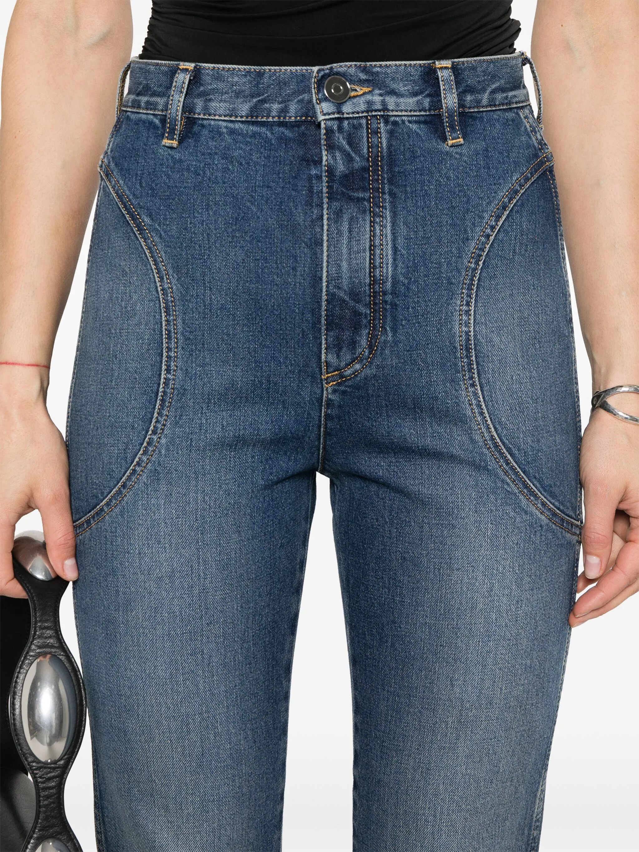 Alaia o1s22i1n0225 Hi-waisted Slim Fit Jeans in Blue Size 27" / US 4 / IT 40 - 5 Thumbnail