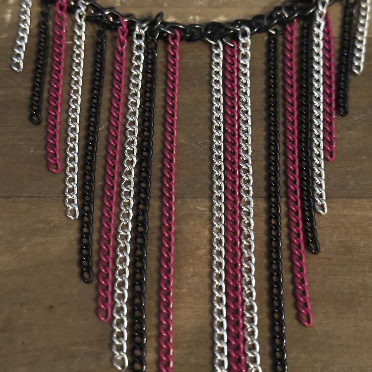 Other Black, silver and pink fringe necklace Size ONE SIZE - 3 Thumbnail