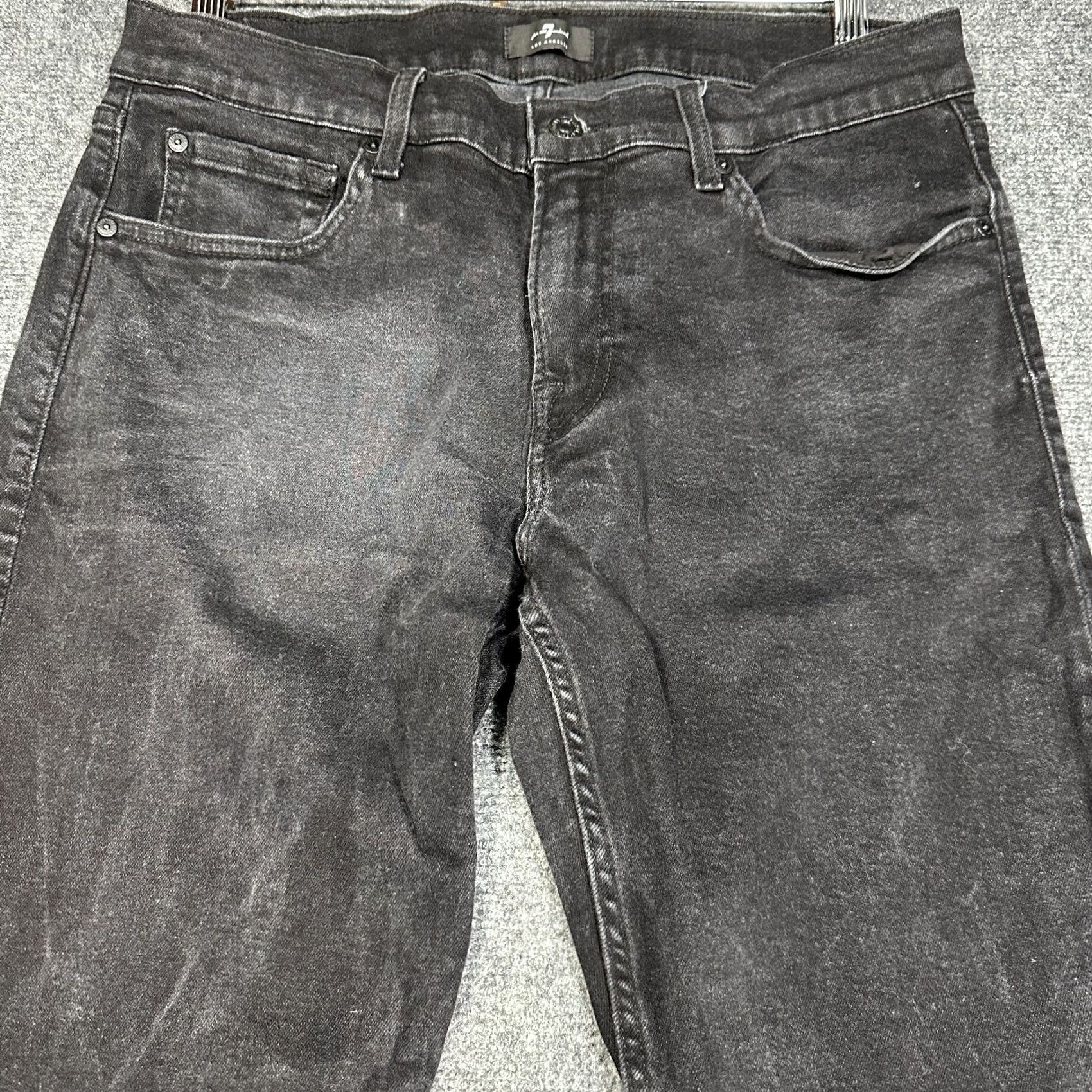 7 For All Mankind 7 For All Mankind Jeans Mens 34 Regular Stretch 5-Pocket Design Black Denim Cotton Blend Pockets Size US 34 / EU 50 - 3 Thumbnail