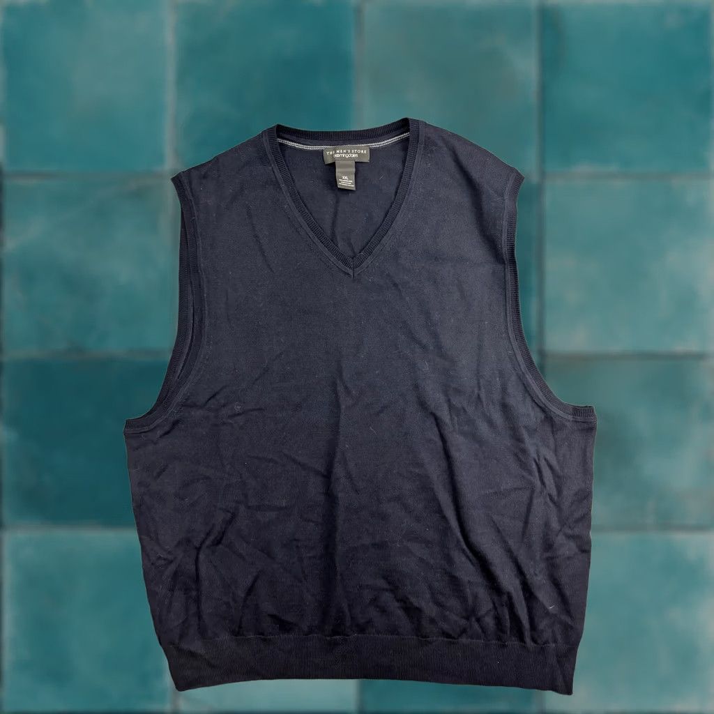 Vintage The Men's Store at Bloomingdale's Sweater Vest Mens 2XL Blue Merino Wool V-Neck Size US XXL / EU 58 / 5 - 1 Thumbnail