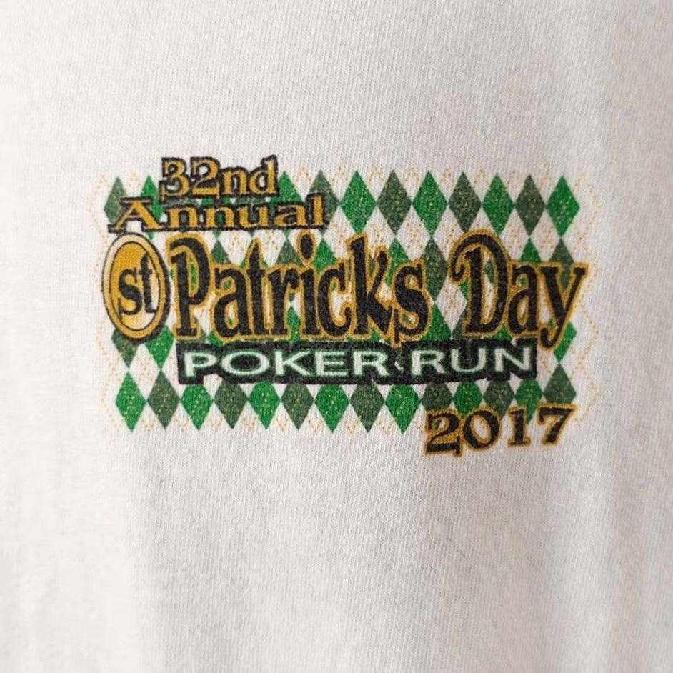 Gildan St Patricks Day Poker Run T Shirt Mens Size 2XL White 2017 Arizona Off Roading Gildan Cotton Short Sleeve Crew Neck Vintage: No Size US XXL / EU 58 / 5 - 3 Thumbnail