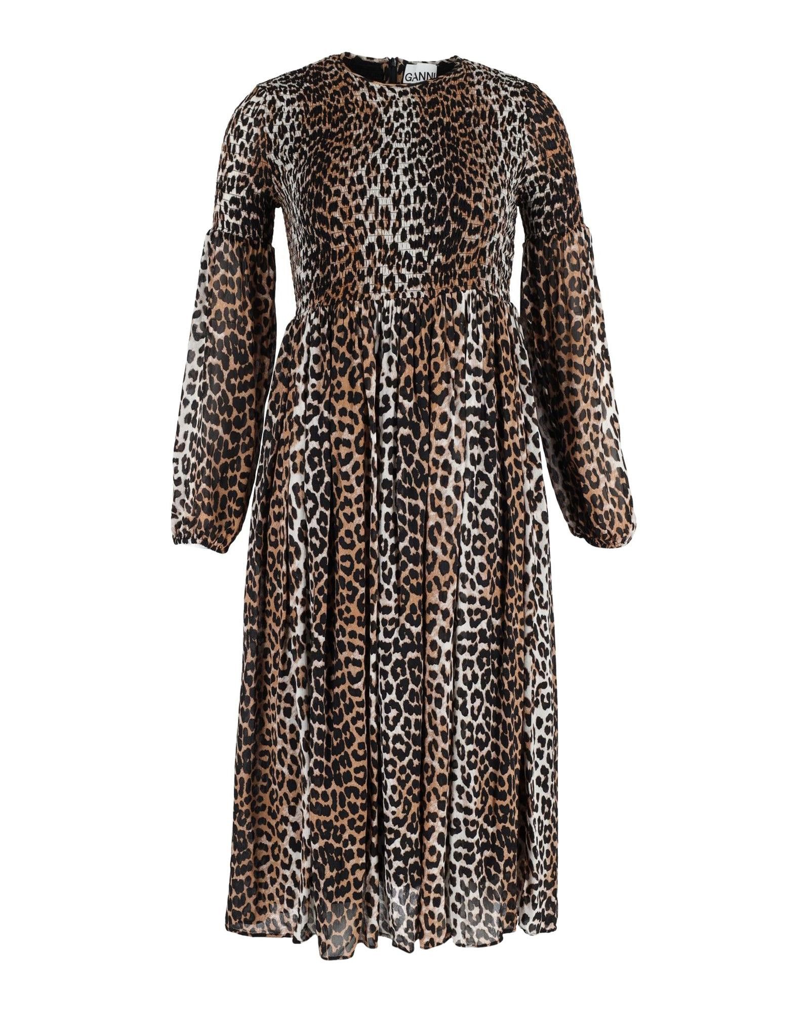 image of Ganni Leopard Print Midi Dress In Viscose, Women's (Size XS)