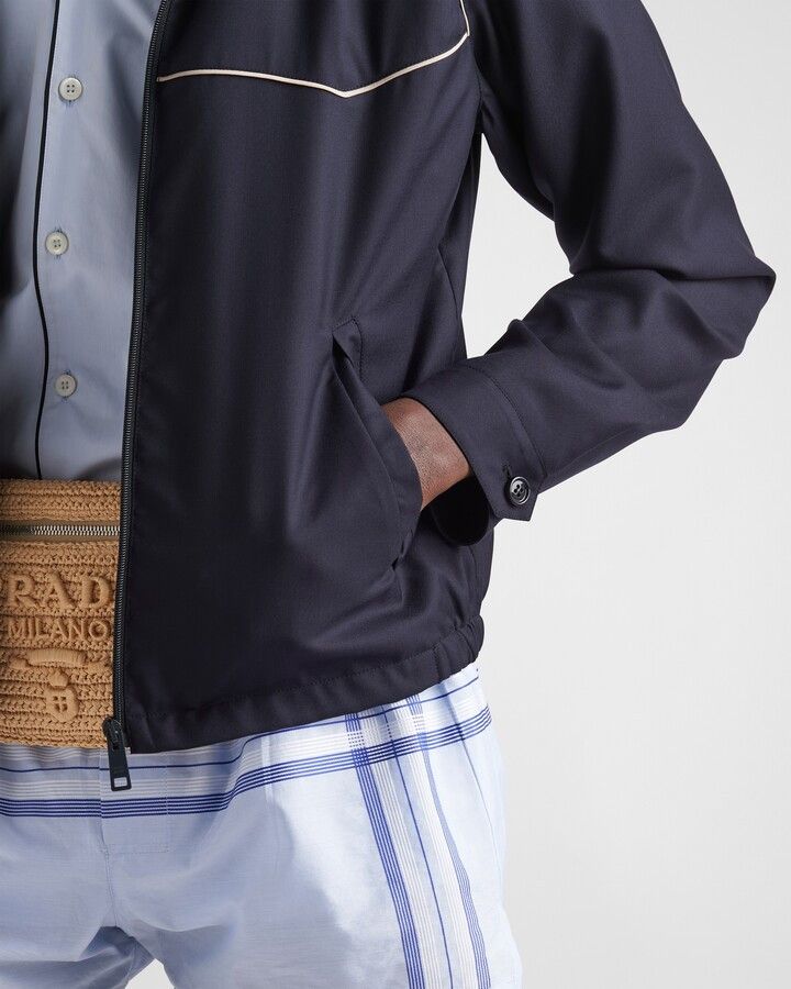 Prada oc11z0625 Wool And Silk Blouson Jacket in Navy Size US XL / EU 56 / 4 - 6 Thumbnail
