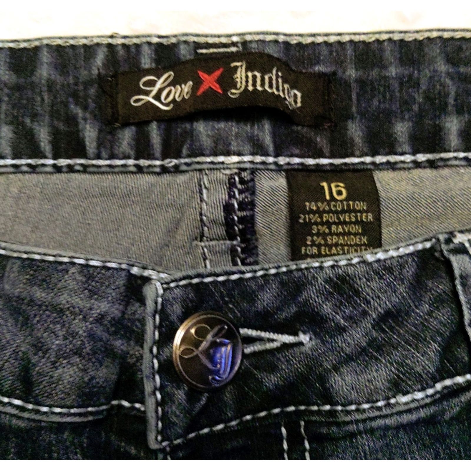 Denime Love Indigo Denim Jeans 16 Bootcut 5-Pocket Regular Rise Mid Blue Women's 31 Inseam XS? Size 25" / US 0 / IT 36 - 6 Thumbnail