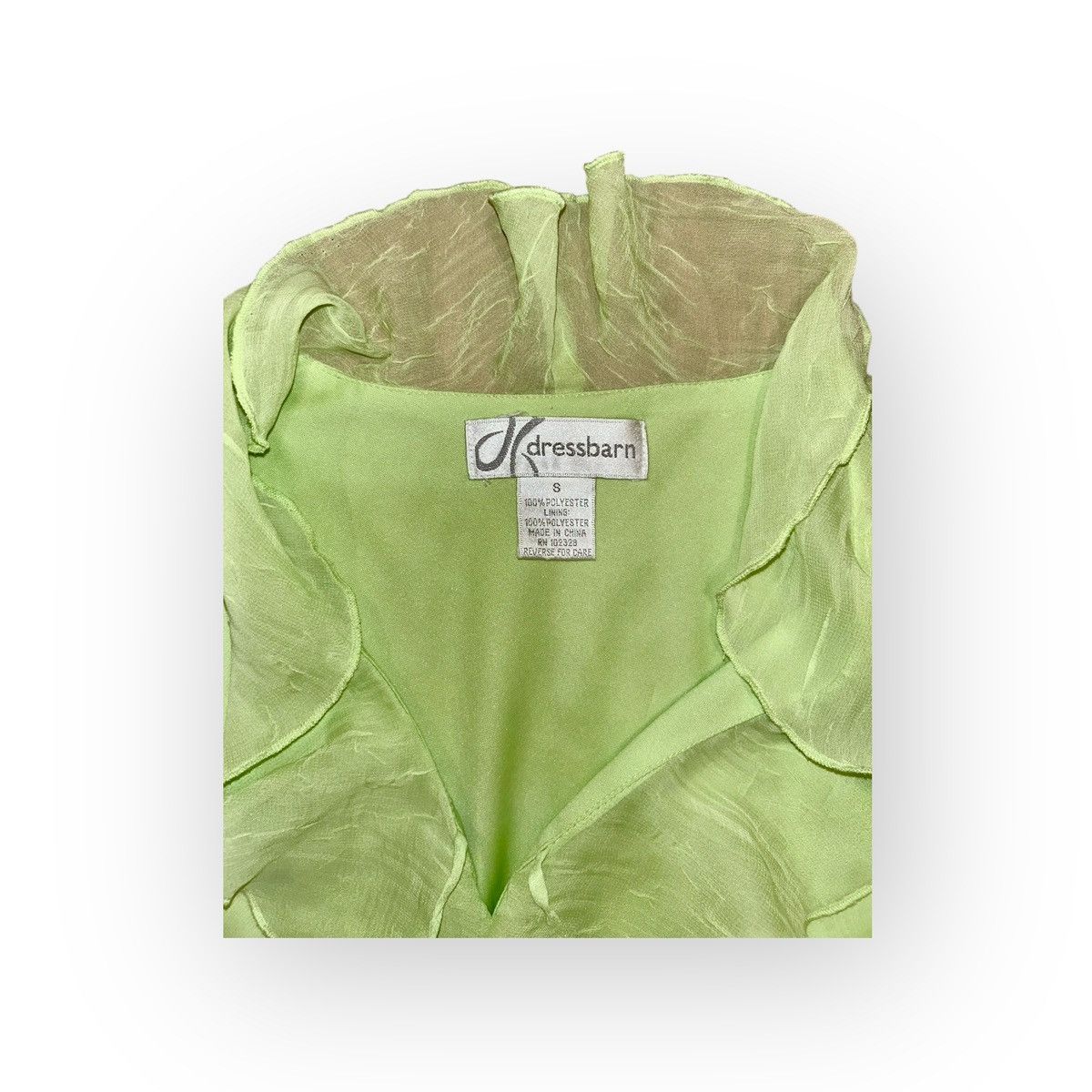 Other Vintage Dressbarn Y2K Lime Green Sheer Ruffle Blouse Size S / US 4 / IT 40 - 6 Thumbnail