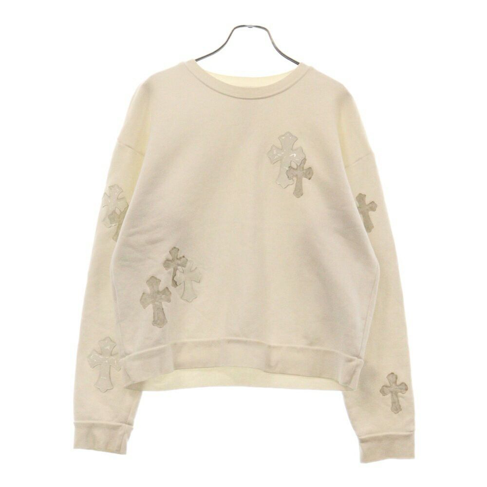 Pre-owned Chrome Hearts Cemetery Cross Patch Crewneck Cemetery Cross Patch Crewneck Sweatshirt White (size Medium)