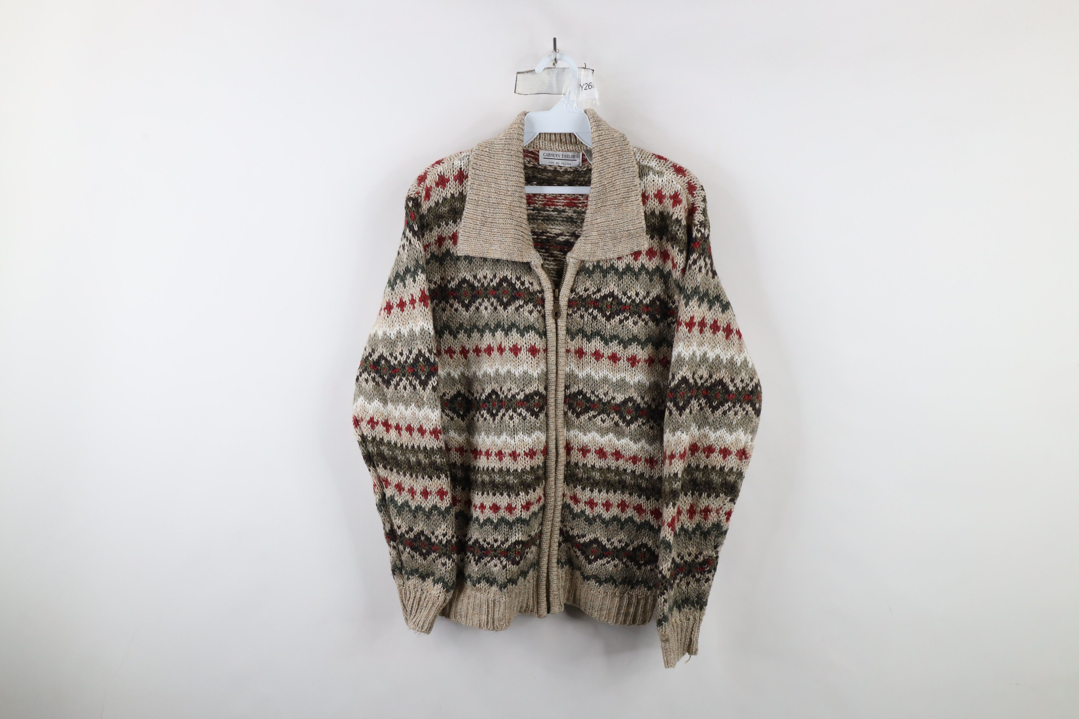 Vintage Vintage 90s Streetwear Fair Isle Knit Zip Cardigan Sweater Size L / US 10 / IT 46 - 1 Thumbnail
