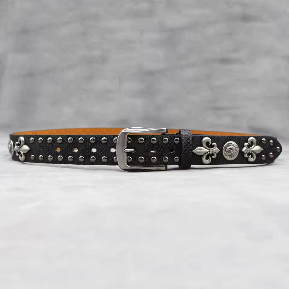 Japanese Brand Y2k PU Leather Rivet Punk Skull Rock Belt 105 cm Size ONE SIZE - 5 Thumbnail