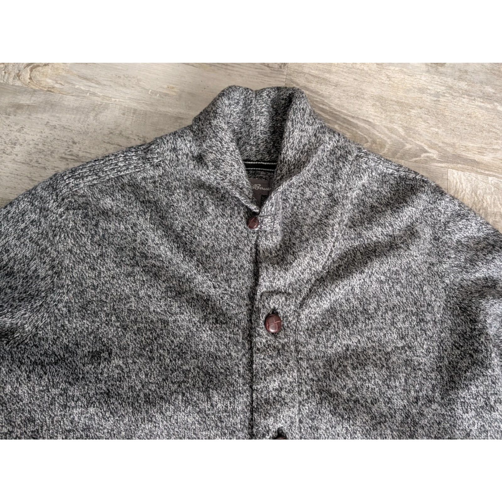 Eddie Bauer Eddie Bauer Mens Cardigan Sweater Shawl Collar Button Front Knit Gray L Wool Blend Size US L / EU 52-54 / 3 - 2 Thumbnail