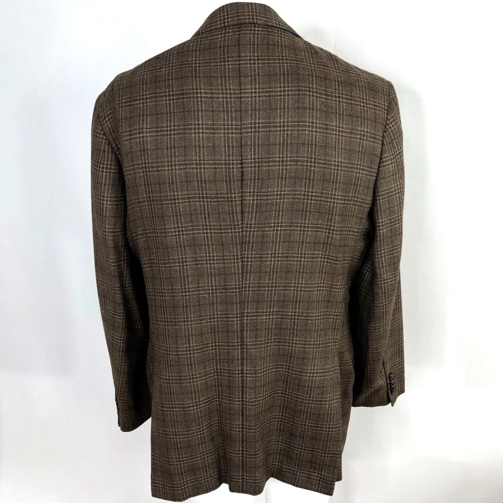 Joseph Abboud Joseph Abboud Jacket Sport Coat Plaid Brown Silk Wool Blend 41R Two-Button Notch Lapel Double-Vented Regular Fit Mens Size US XS / EU 42 / 0 - 4 Thumbnail