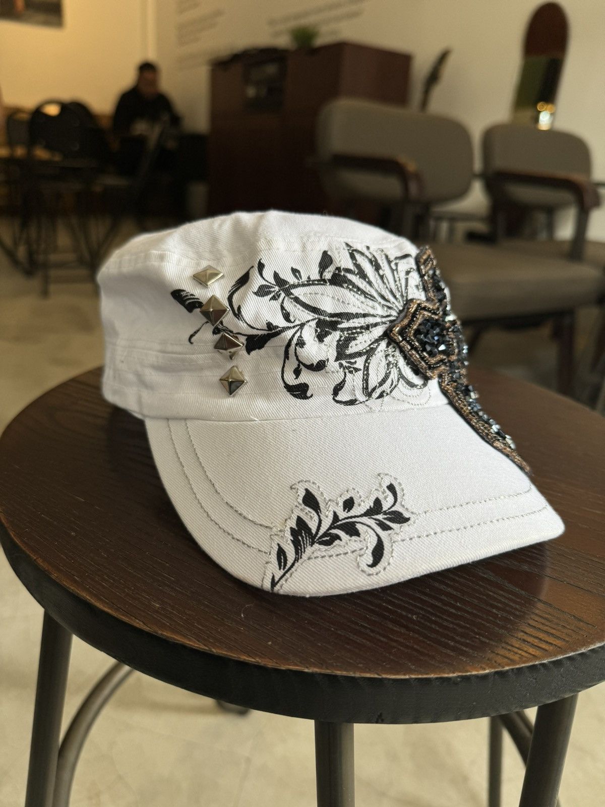 If Six Was Nine × Japanese Brand × Le Grande Bleu (L.G.B.) Cadet Crosses Studded Hat Distressed Size ONE SIZE - 2 Thumbnail