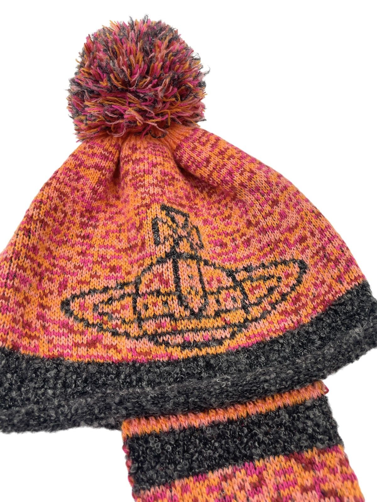 Vivienne Westwood Orb Knit Earflap Pom Pom Beanie Size ONE SIZE - 7 Thumbnail