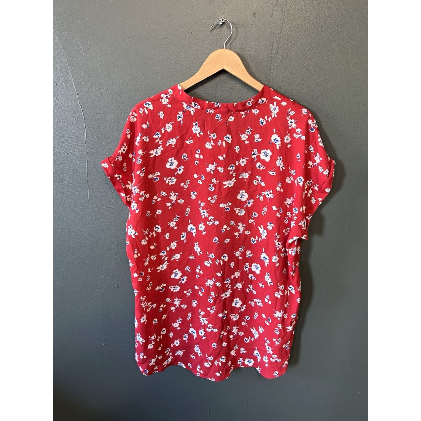 Vintage Pleione Women's Red Floral Short Sleeve Blouse 2XL NWT Size XXL / US 16-18 / IT 52-54 - 2 Thumbnail