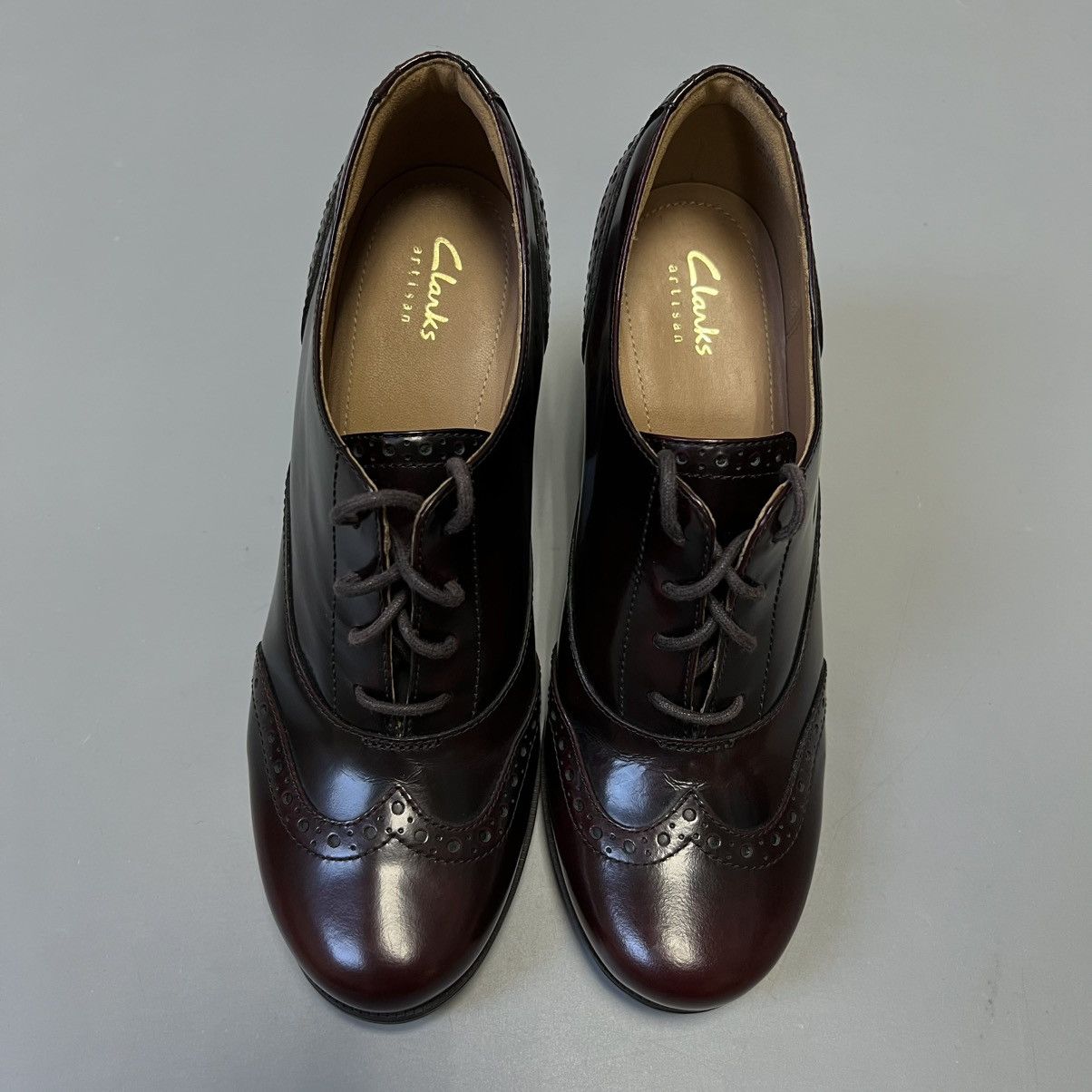 Clarks Clarks Artisan Burgundy Leather Wingtip Oxford Heels Size US 8 / IT 38 - 4 Thumbnail