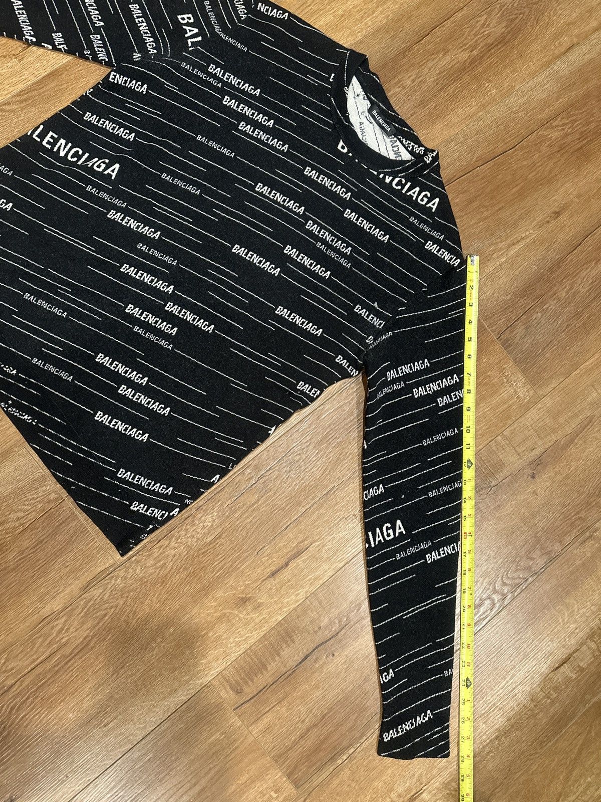 Balenciaga BALENCIAGA Black Wool All Over Logo Print Jumper Sweater Size US XS / EU 42 / 0 - 4 Thumbnail