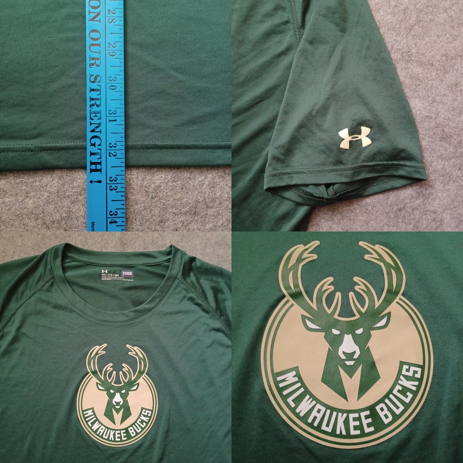 Under Armour Under Armour Milwaukee Bucks T Shirt Mens XXXL 3XL Green HeatGear NBA Crew Neck Short Sleeve Shirt Mens Green NBA HeatGear Logo Size US XXL / EU 58 / 5 - 8 Thumbnail