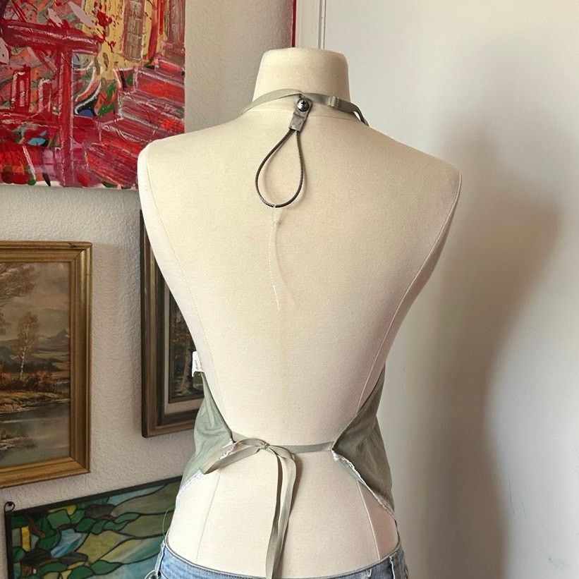 Other sunway green white lace tie back halter top Size S / US 4 / IT 40 - 3 Thumbnail