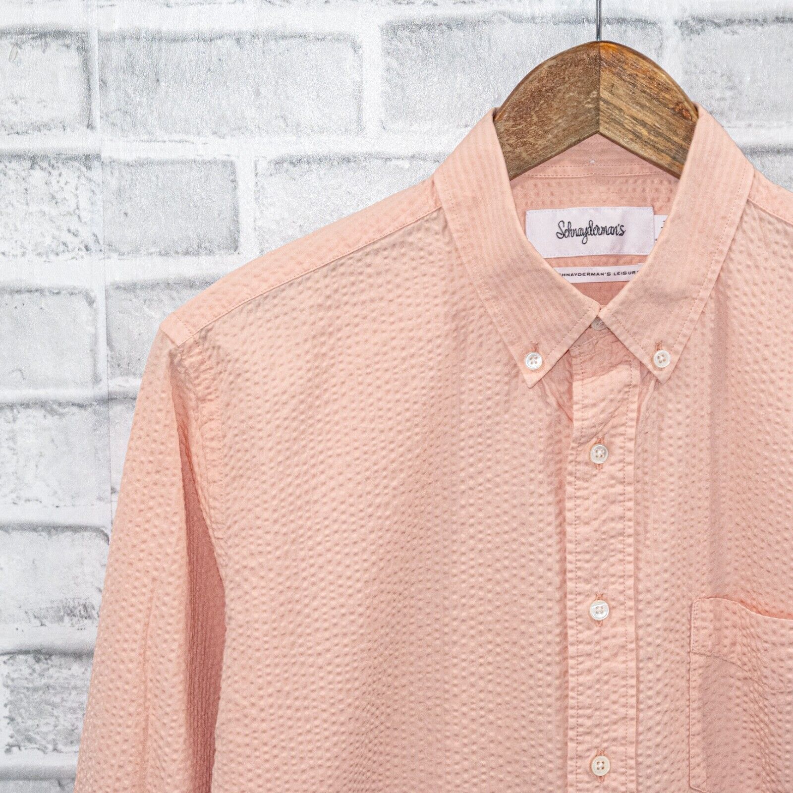 Schnaydermans schnayderman's Seersucker One in Pink Button Down Shirt Size US M / EU 48-50 / 2 - 5 Thumbnail