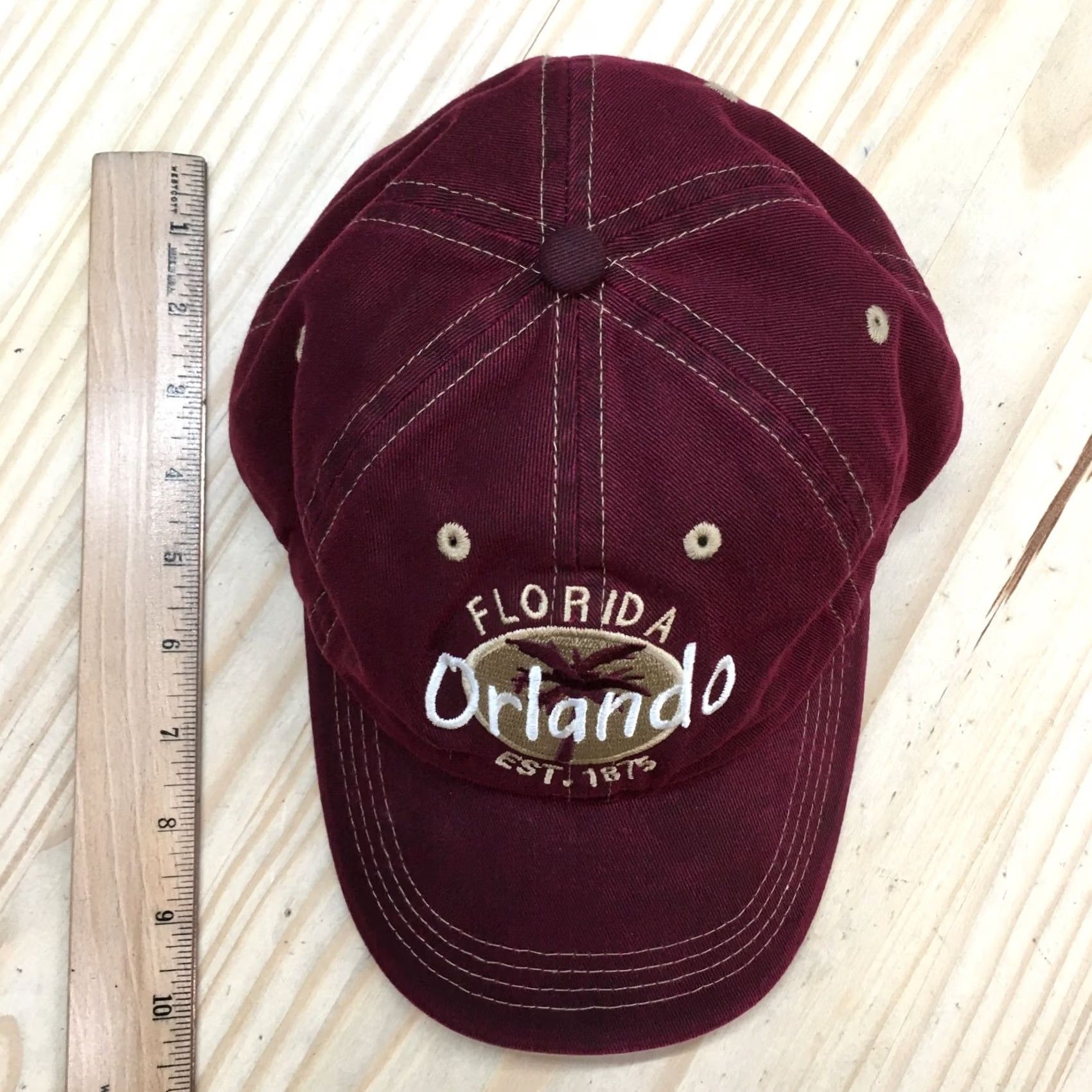 Vintage Jacobson Hat Florida Orlando EST 1875 Baseball Cap Mens OS Maroon Adjustable Hat Size ONE SIZE - 3 Thumbnail
