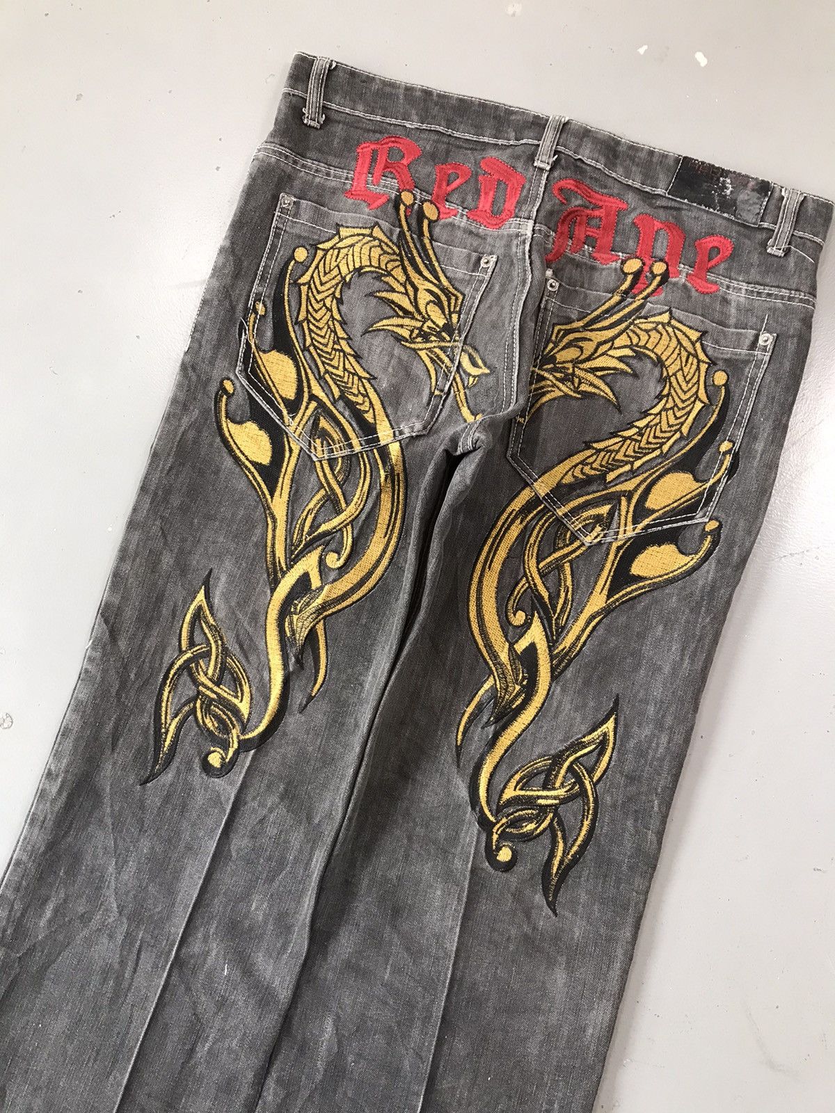 Vintage Rare vintage red ape Y2K embroidery denim Size US 35 - 2 Thumbnail