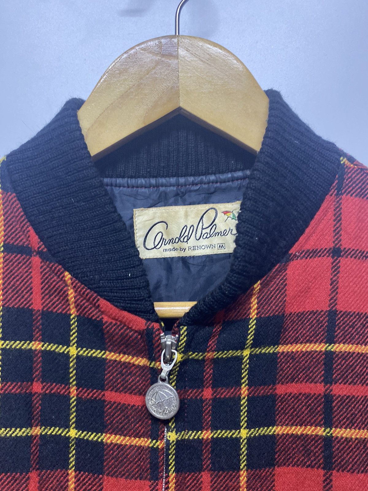 Japanese Brand Vintage Arnold Palmer by Renown Wool Plaid Bomber Jacket Size US M / EU 48-50 / 2 - 10 Thumbnail