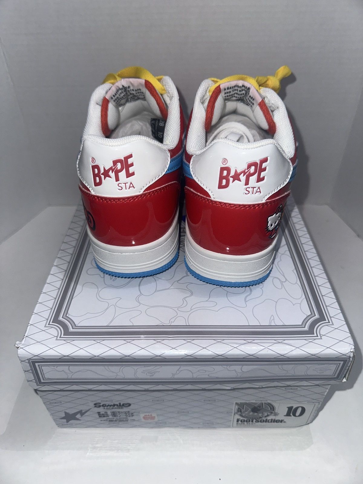 Bape RARE! BAPE X Hello Kitty Patent Leather Bapesta DS US10 Size US 10 / EU 43 - 4 Thumbnail