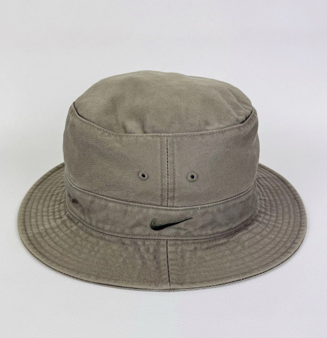 Vintage Nike Bucket Hat Cap Gray Y2K Cotton Swoosh Logo Top