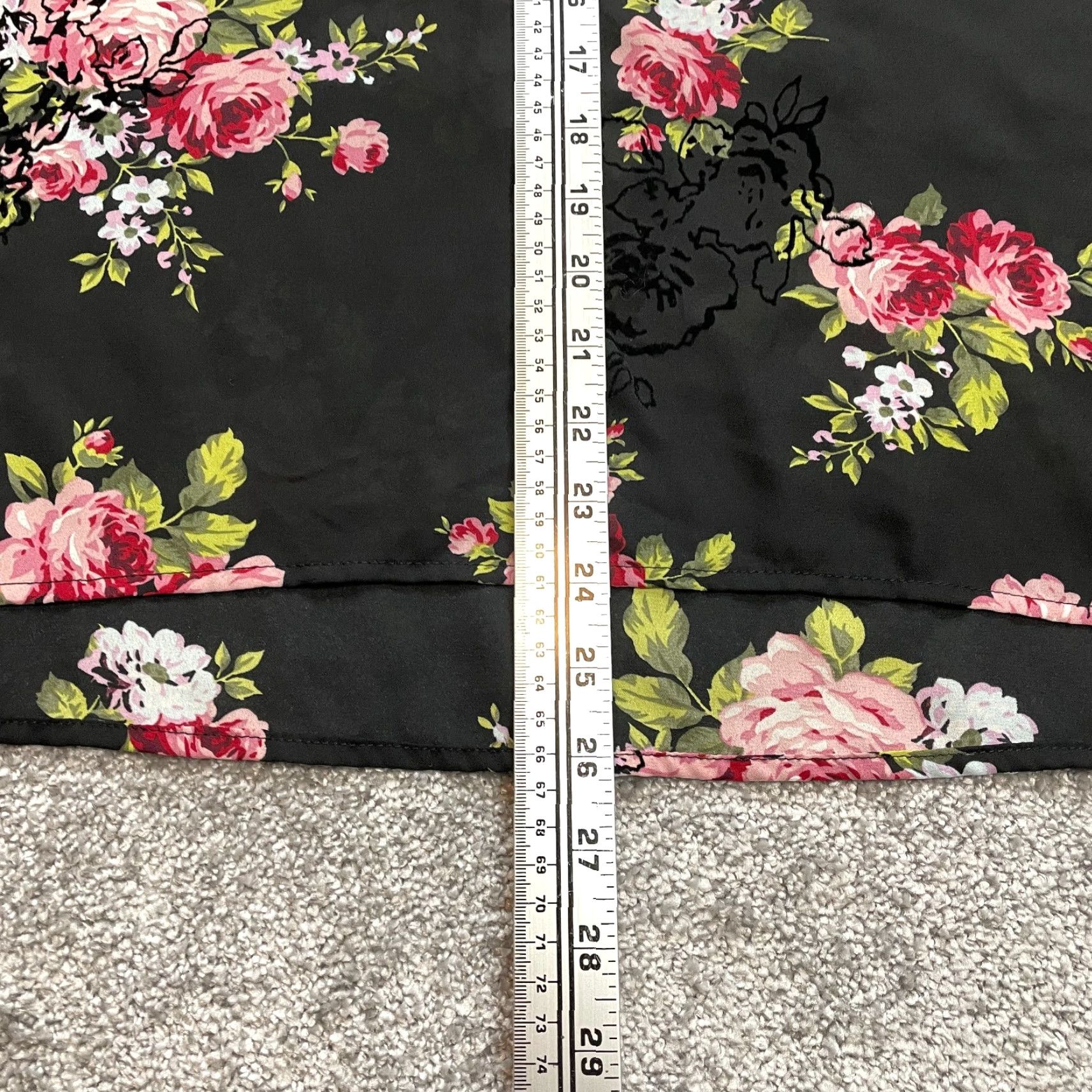 Vintage Time & True Blouse Shirt Womens Medium 8-10 Black Floral Long Sleeve Stretch Top Size M / US 6-8 / IT 42-44 - 7 Thumbnail
