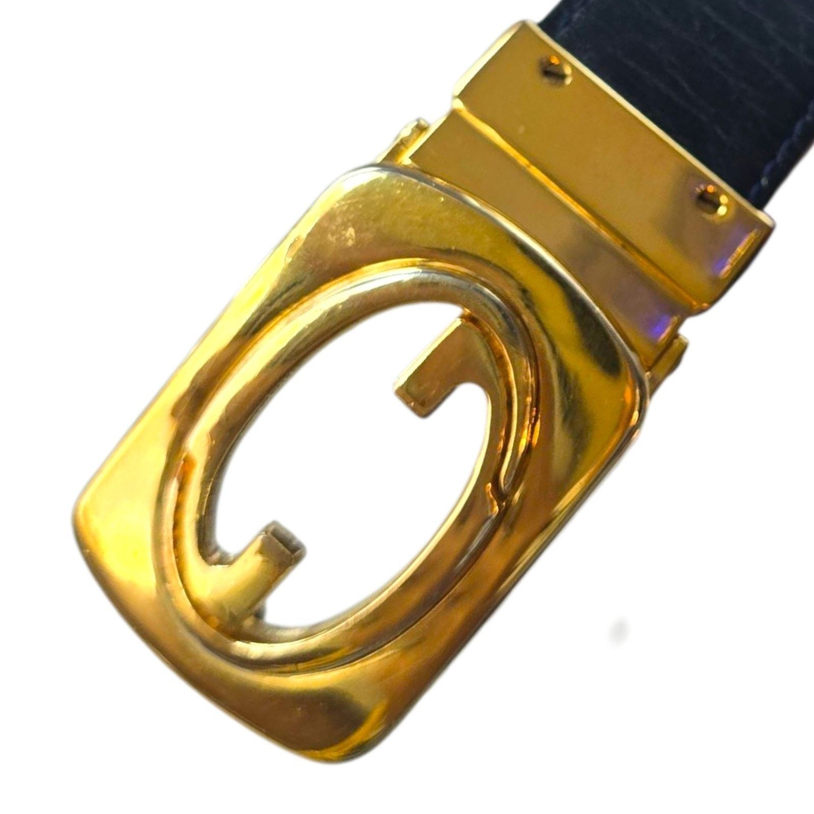 Gucci Gucci Vintage Reversible Leather Belt With Gold Tone Buckle Size 26 - 3 Thumbnail