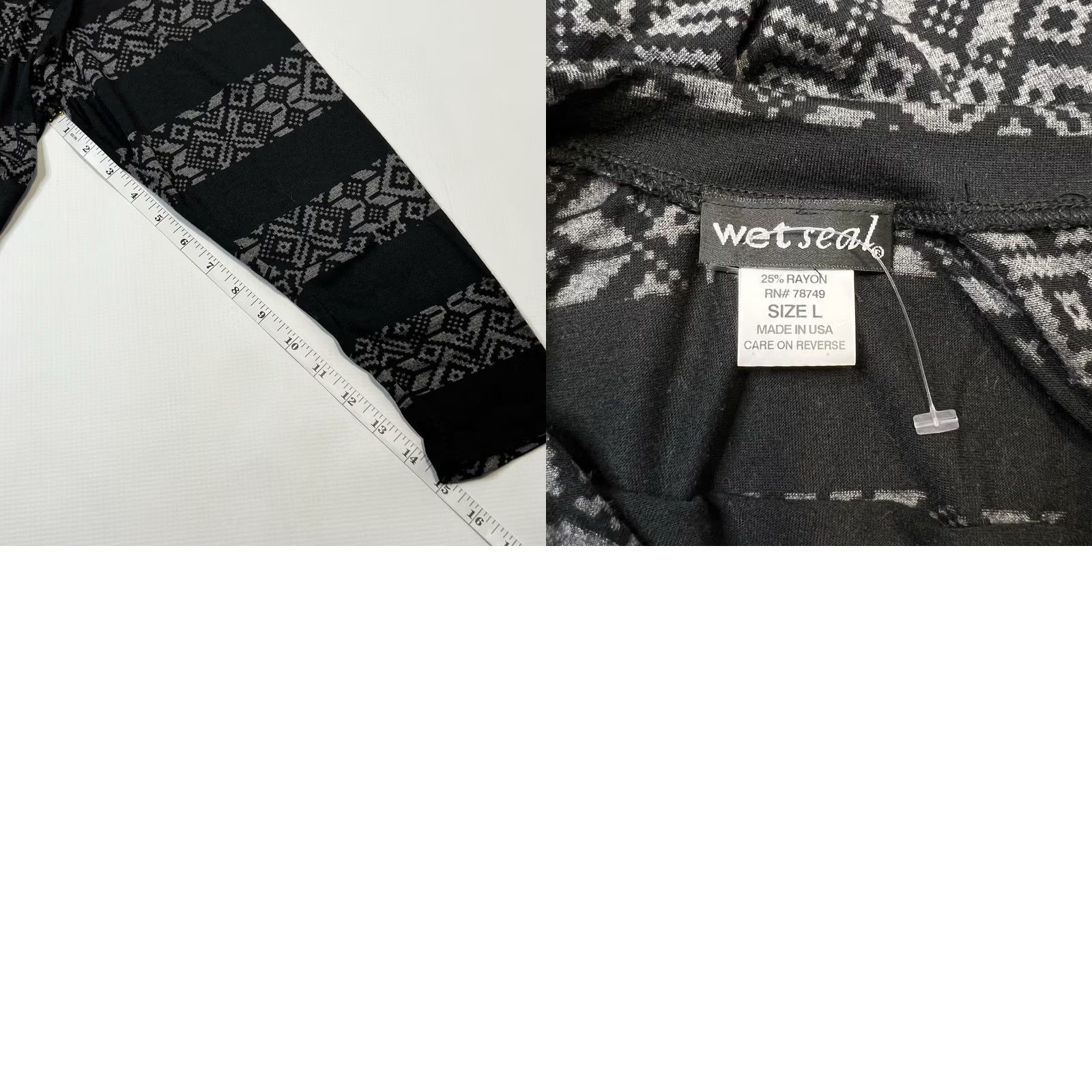 Vintage VINTAGE wet seal Blouse Shirt Womens L Black Round Neck Long Sleeve Geometric Whimsigoth Y2K Size L / US 10 / IT 46 - 8 Thumbnail