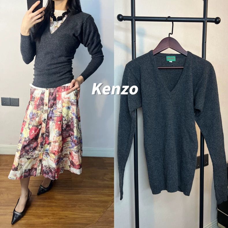 Kenzo Kenzo Cashmere V-Neck Sweater - dmc Size US XS / EU 42 / 0 - 1 Thumbnail
