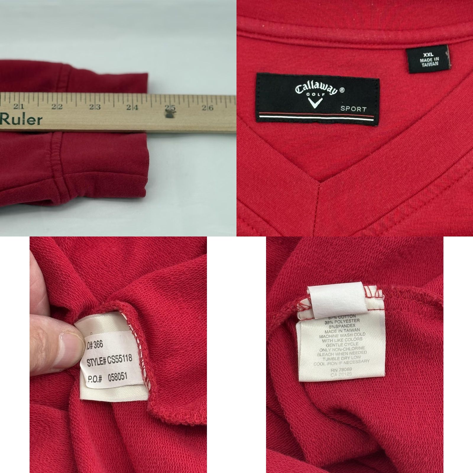 Callaway VINTAGE Callaway Sweatshirt Mens 2XL Red Pullover V Neck Stretch Taiwan (Note: If not vintage, adjust as needed) Size US XXL / EU 58 / 5 - 8 Thumbnail