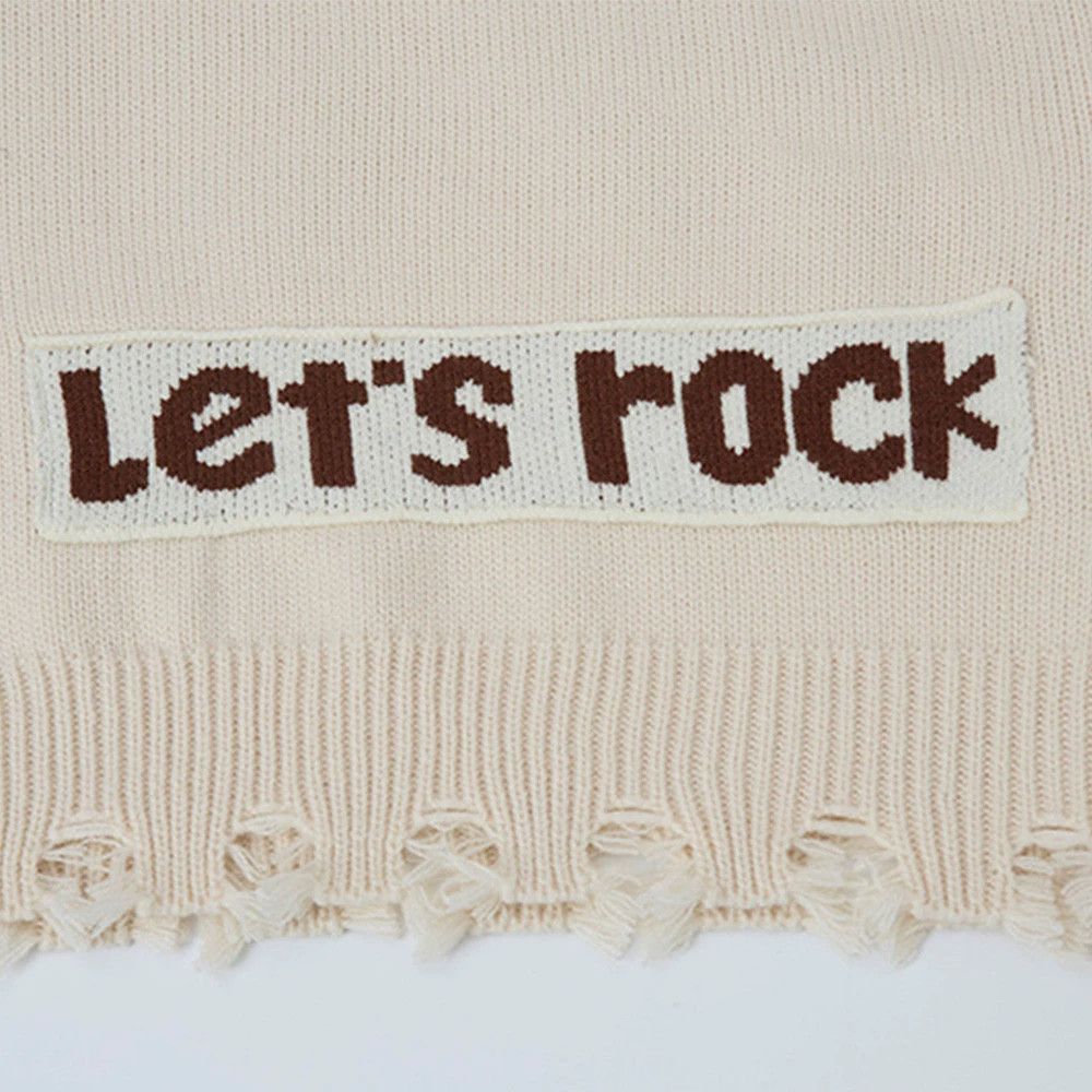 Vintage Men's raw edge casual embroidered letter loose sweater Size US M / EU 48-50 / 2 - 4 Thumbnail