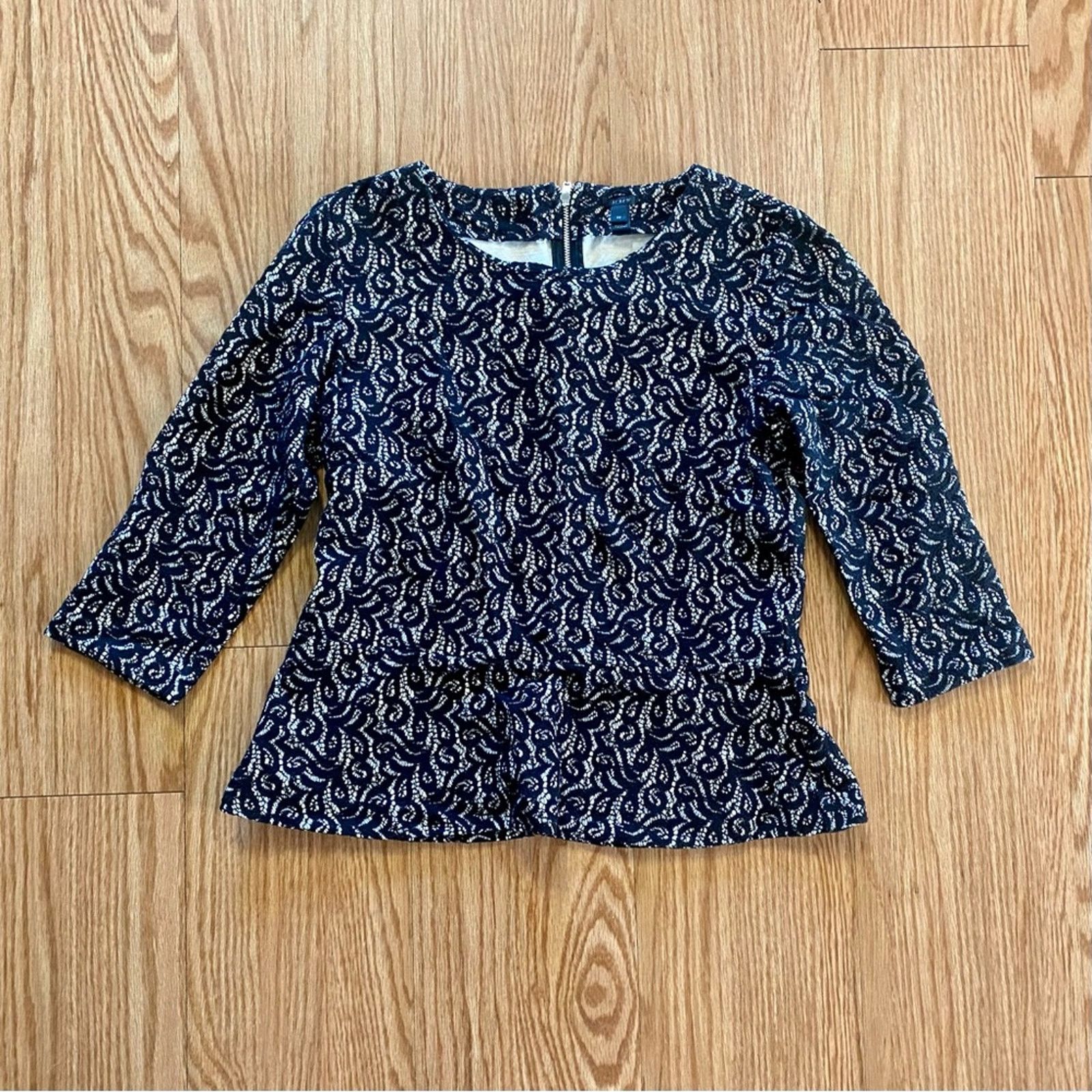 J.Crew J Crew Black Peplum Lace Blouse Top Womens Medium Size M / US 6-8 / IT 42-44 - 3 Thumbnail