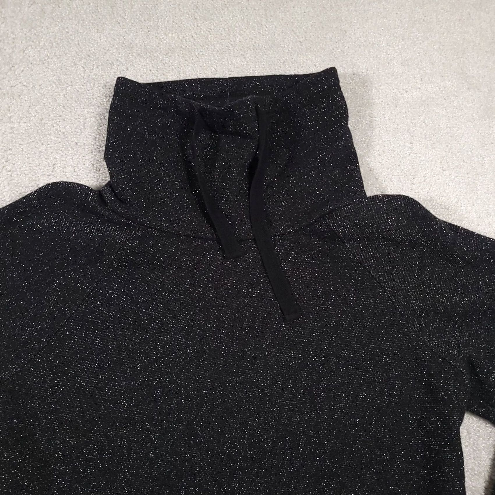 Vintage Christopher & Banks Sweatshirt Women's Medium Black Silver Glitter Cowlneck Pullover Knit Long Sleeve Kangaroo Pocket Drawstring Regular Vintage No Size M / US 6-8 / IT 42-44 - 3 Thumbnail
