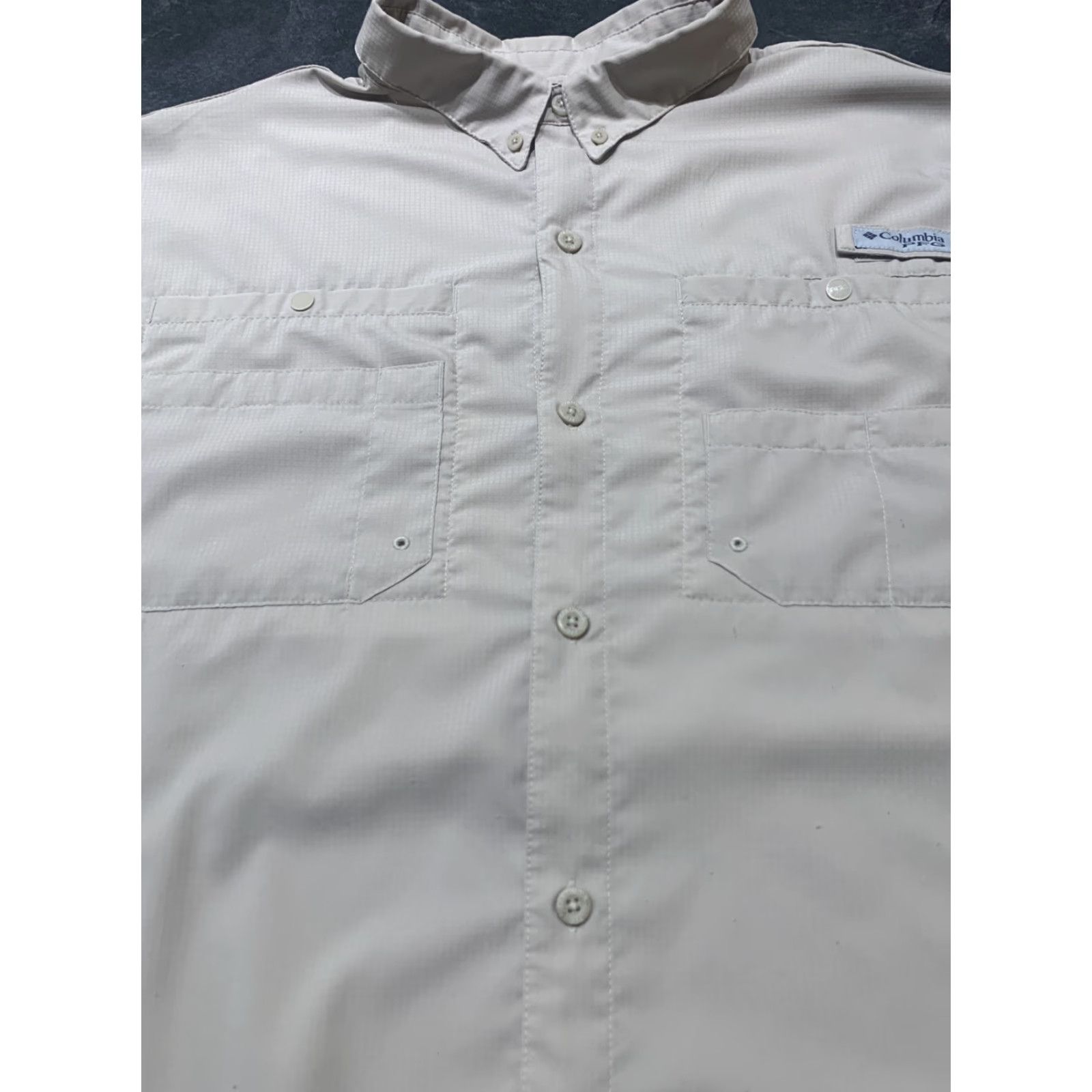 Vintage Columbia PFG Fishing Shirt Adult 2XL Khaki Short Sleeve Button-Up Casual Mens Size US XXL / EU 58 / 5 - 2 Thumbnail