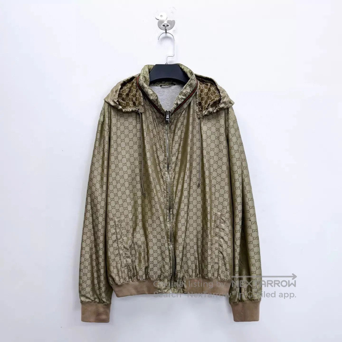 Gucci Beige Hooded Zip-Up Patterned Jacket. Size US L / EU 52-54 / 3 - 1 Thumbnail